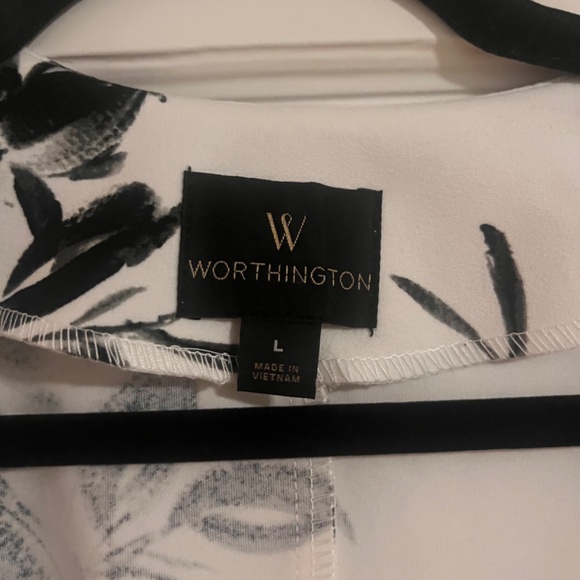 WORTHINGTON Floral Black & White Blazer: Sz L - Picture 2 of 6